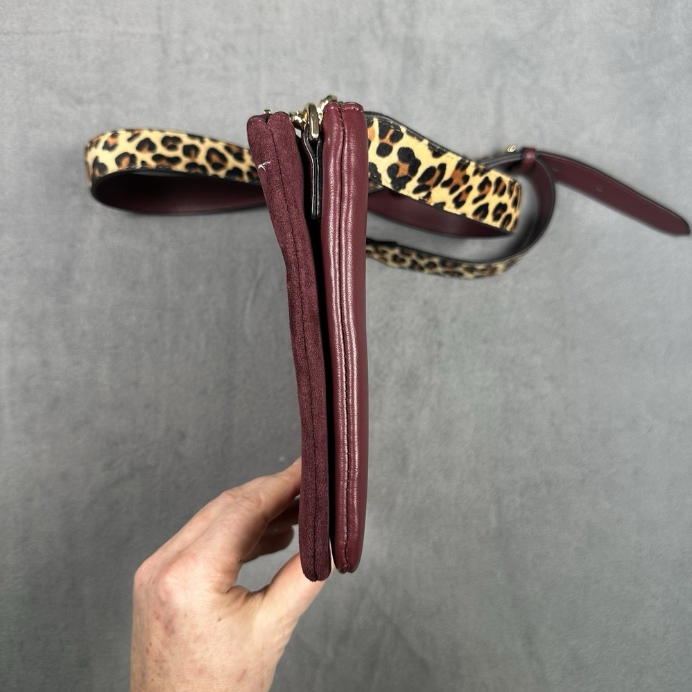 Luella Grey London Polly Zip Top Leather Suede Textured Crossbody Bag Burgundy - Picture 4 of 10